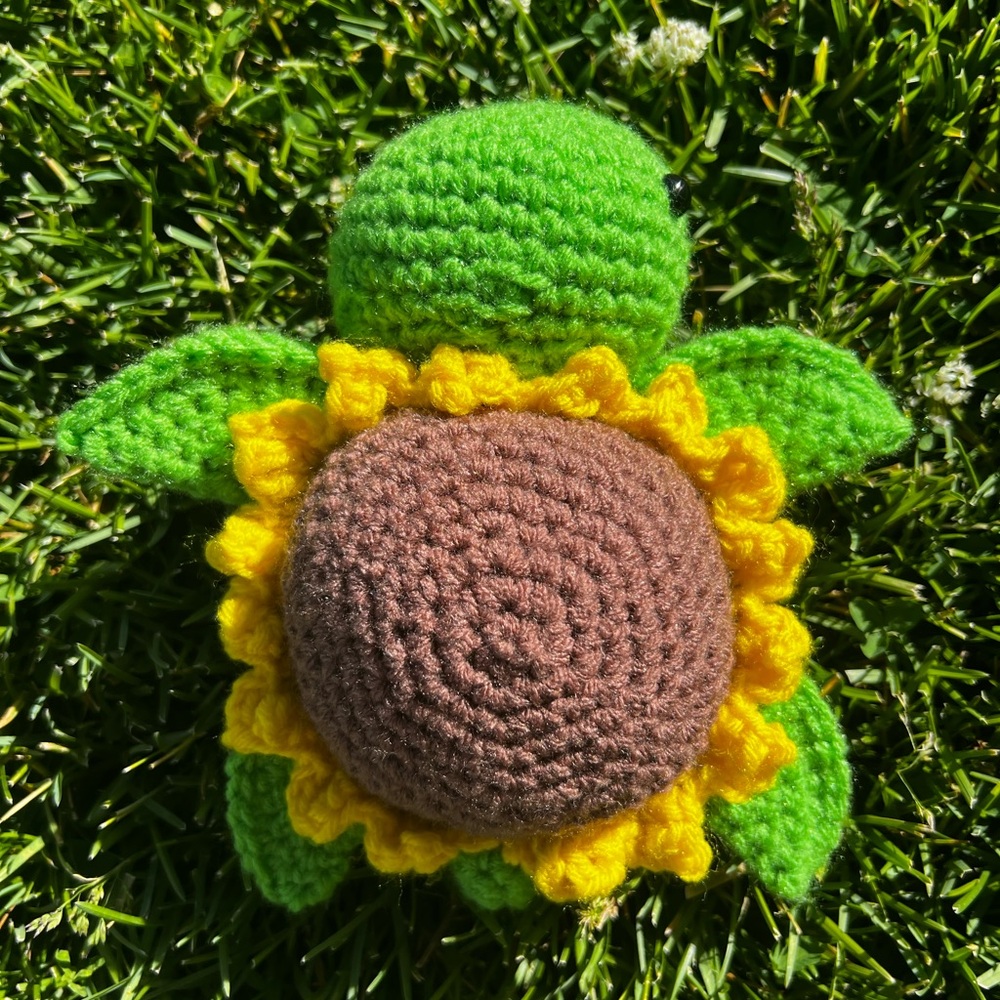 Hand Crocheted Sunflower Turtle Stuffed Animal Plushie!